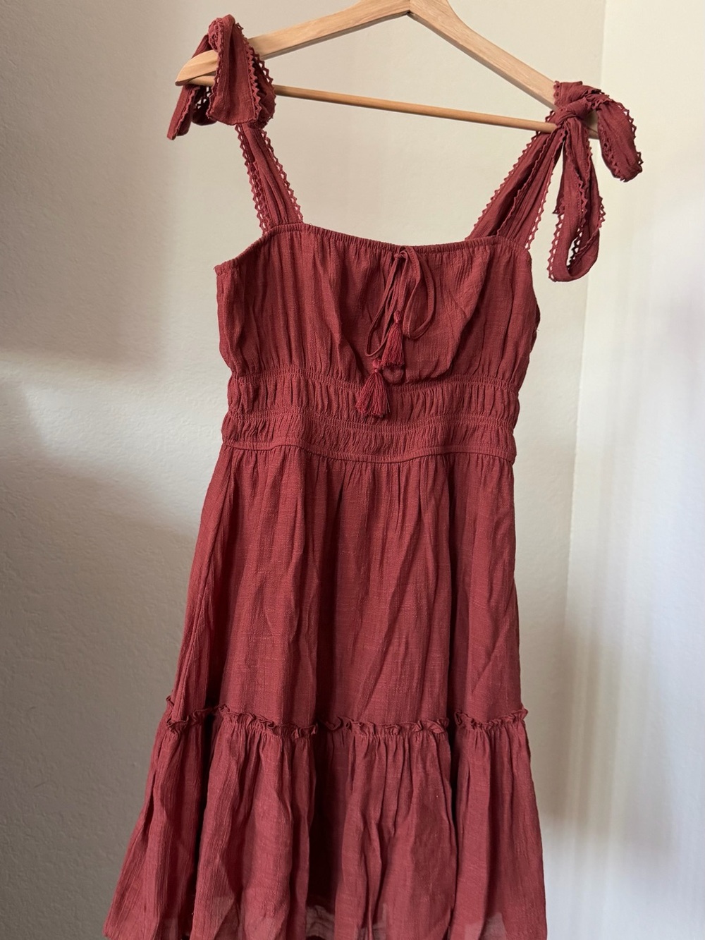 Trixxi Rust Tie-Shoulder Mini Dress